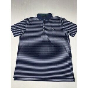 Greyson Golf Polo White Navy Breton Striped Men’s Large Fox Logo S Logo